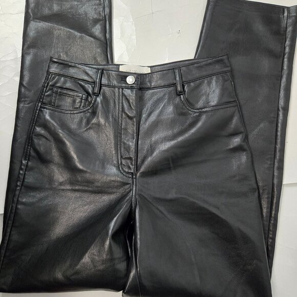 ARITZIA Wilfred Women's The Melina Faux Leather Straight Leg Pants Black - Picture 6 of 10